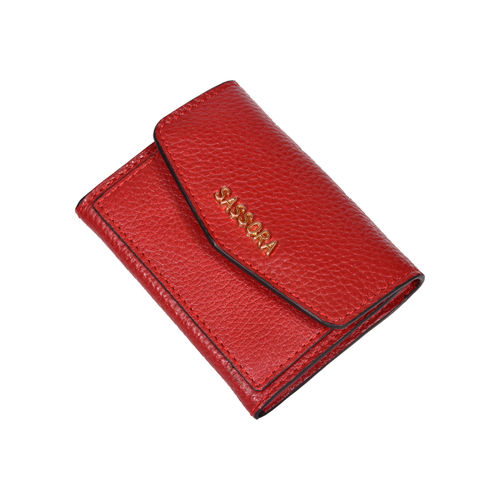 Sassora Genuine Leather Red Card Holder for Women (S)