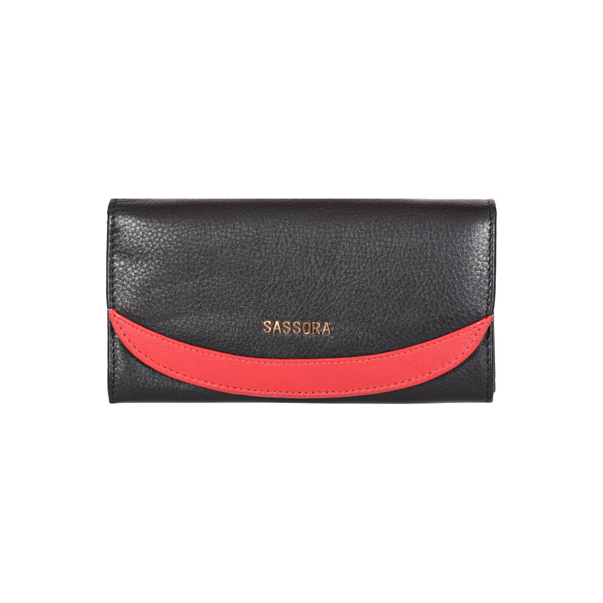 Sassora Black Genuine Leather RFID Protected Women Purse (M)