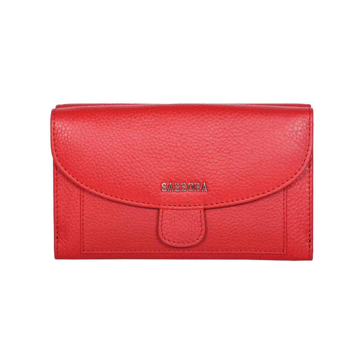 Sassora Red Genuine Leather Stylish Women RFID Wallet (M)