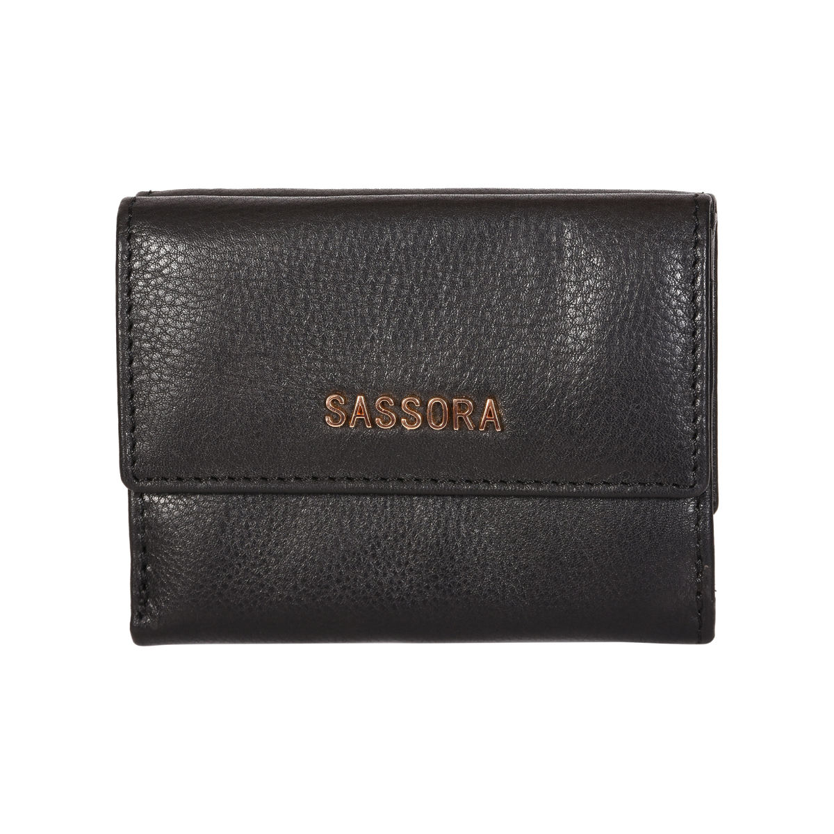 Buy Sassora Pure Leather RFID Women Black Wallet (S) Online