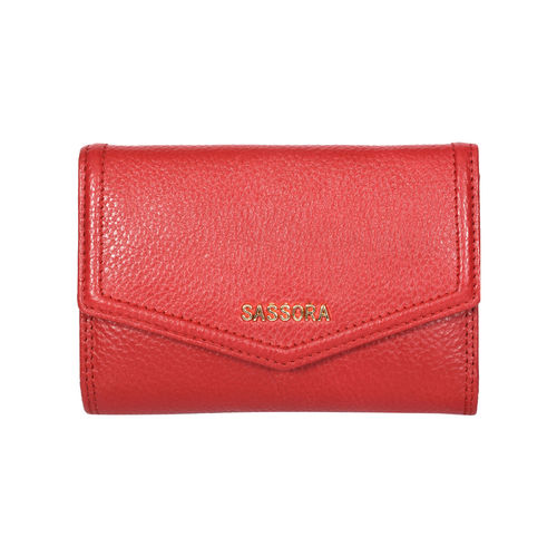 Buy Sassora Premium Leather RFID Snap Closure Women Red Wallet (M