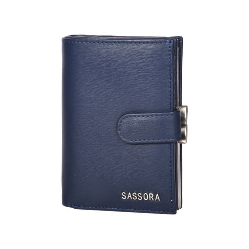 Buy Sassora Navy Blue Premium Leather Magnet RFID Women Wallet (M
