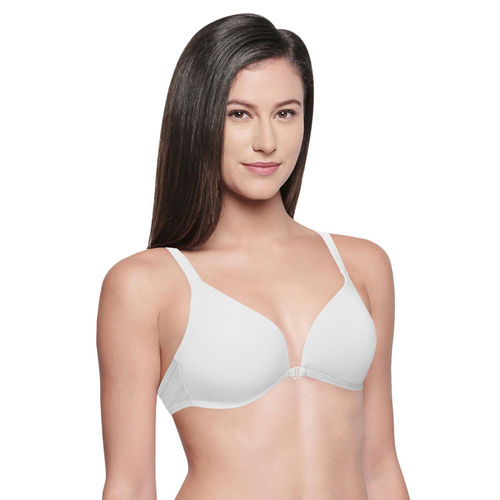 Buy Bodycare Low Coverage, Front Open, Seamless Padded Solid Color Bra in  Pack of 2-6571 - White (32B) Online