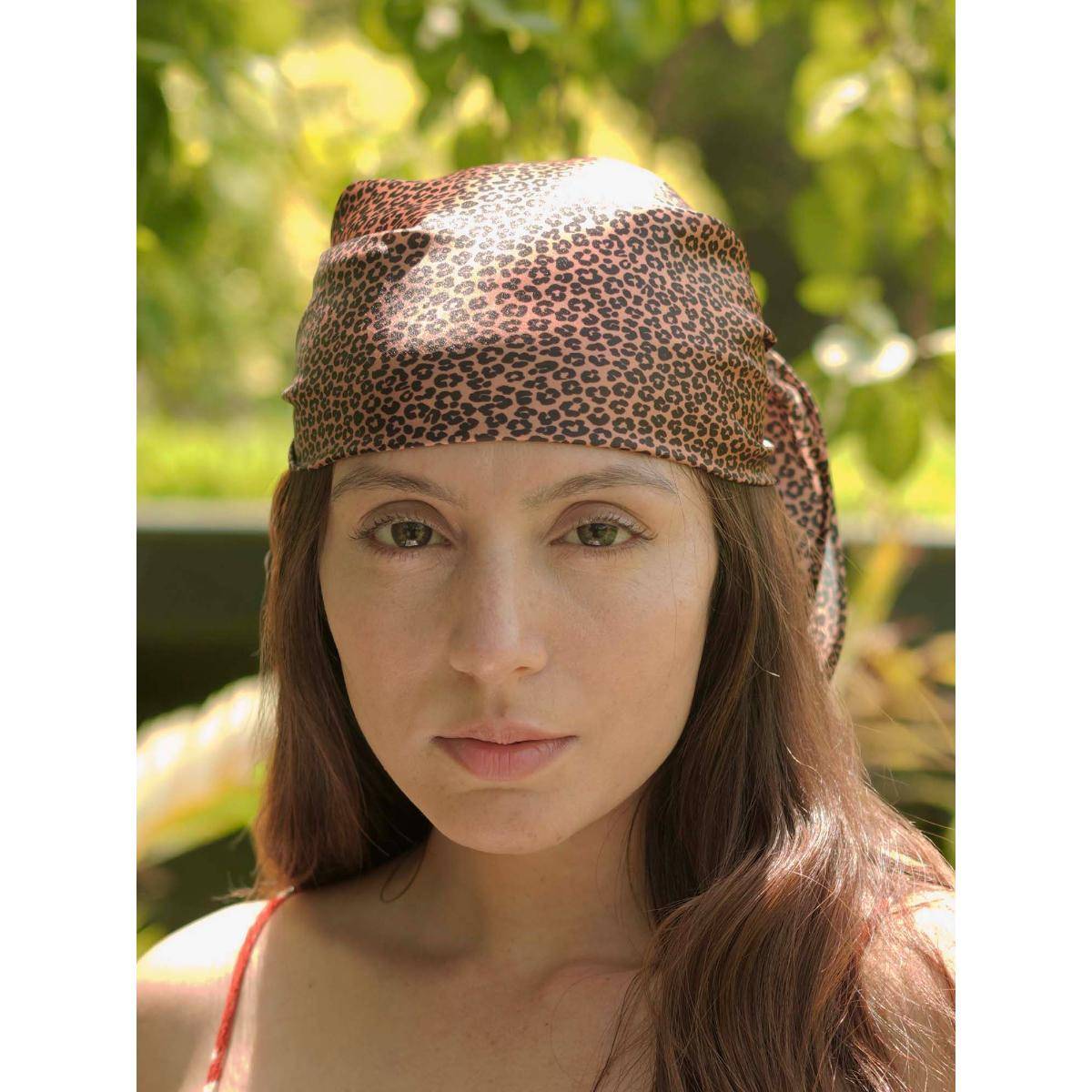 Hair Drama Co. Lea Noir Bandana Scarf - Brown