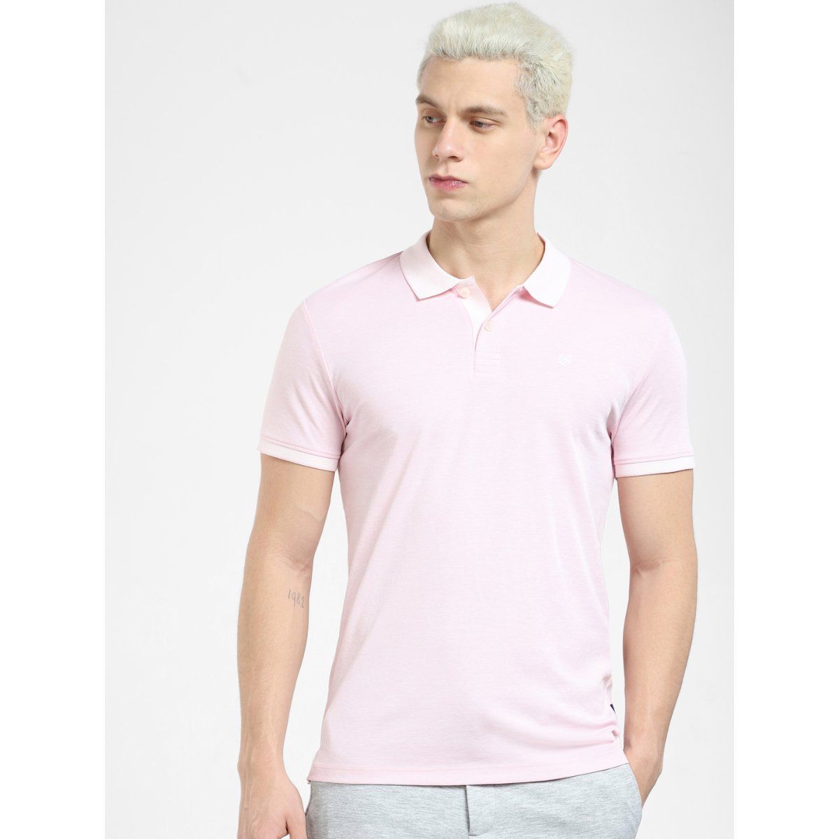 Buy Jack Jones Light Pink Polo Neck T shirt Online