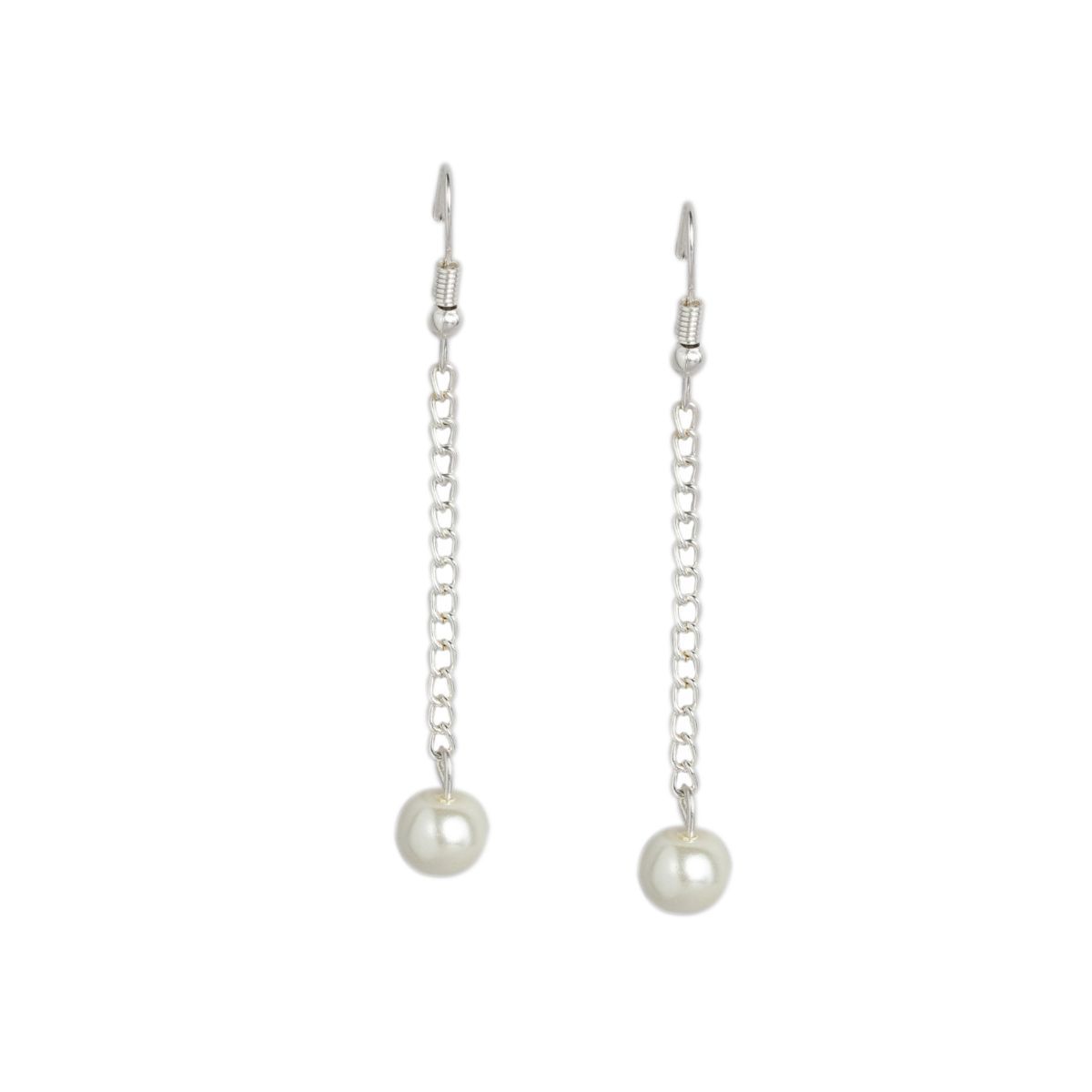 Zaveri Pearls Silver Tone Contemporary Pearls Chain Necklace Earring