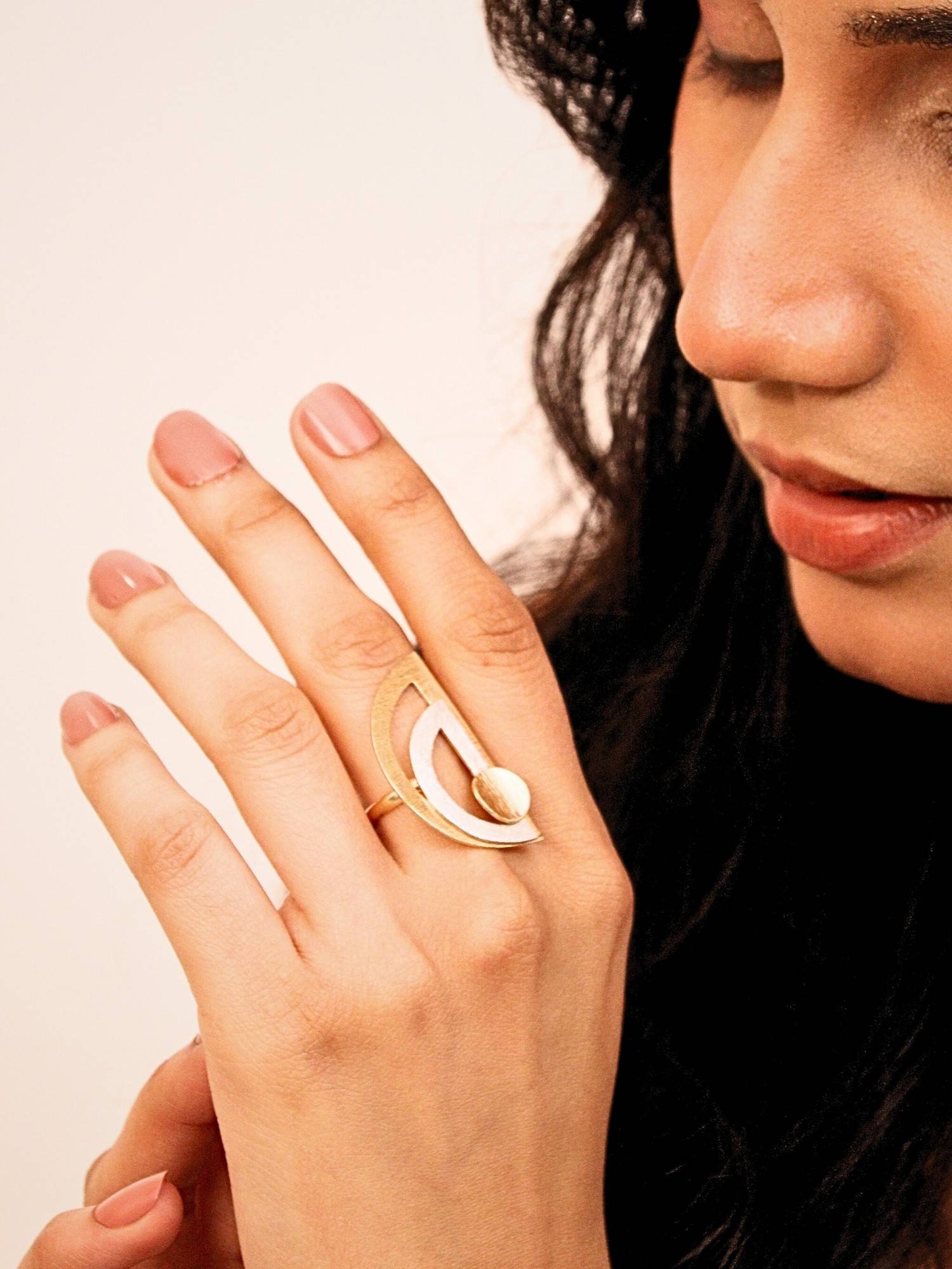 Viana Jewels Raya Dual Tone Adjustable Brass Ring