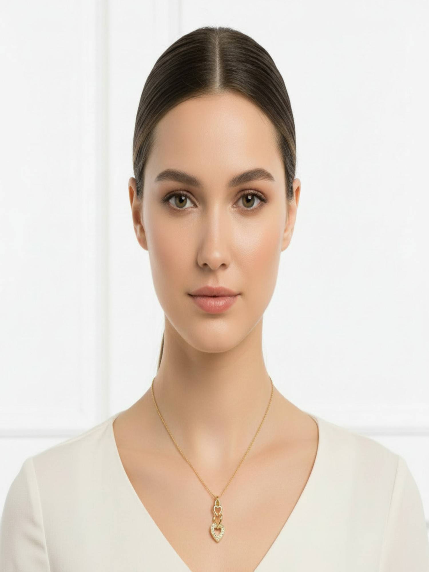 Jewelz Gold Plated Interlocking Hearts Pendant Necklace