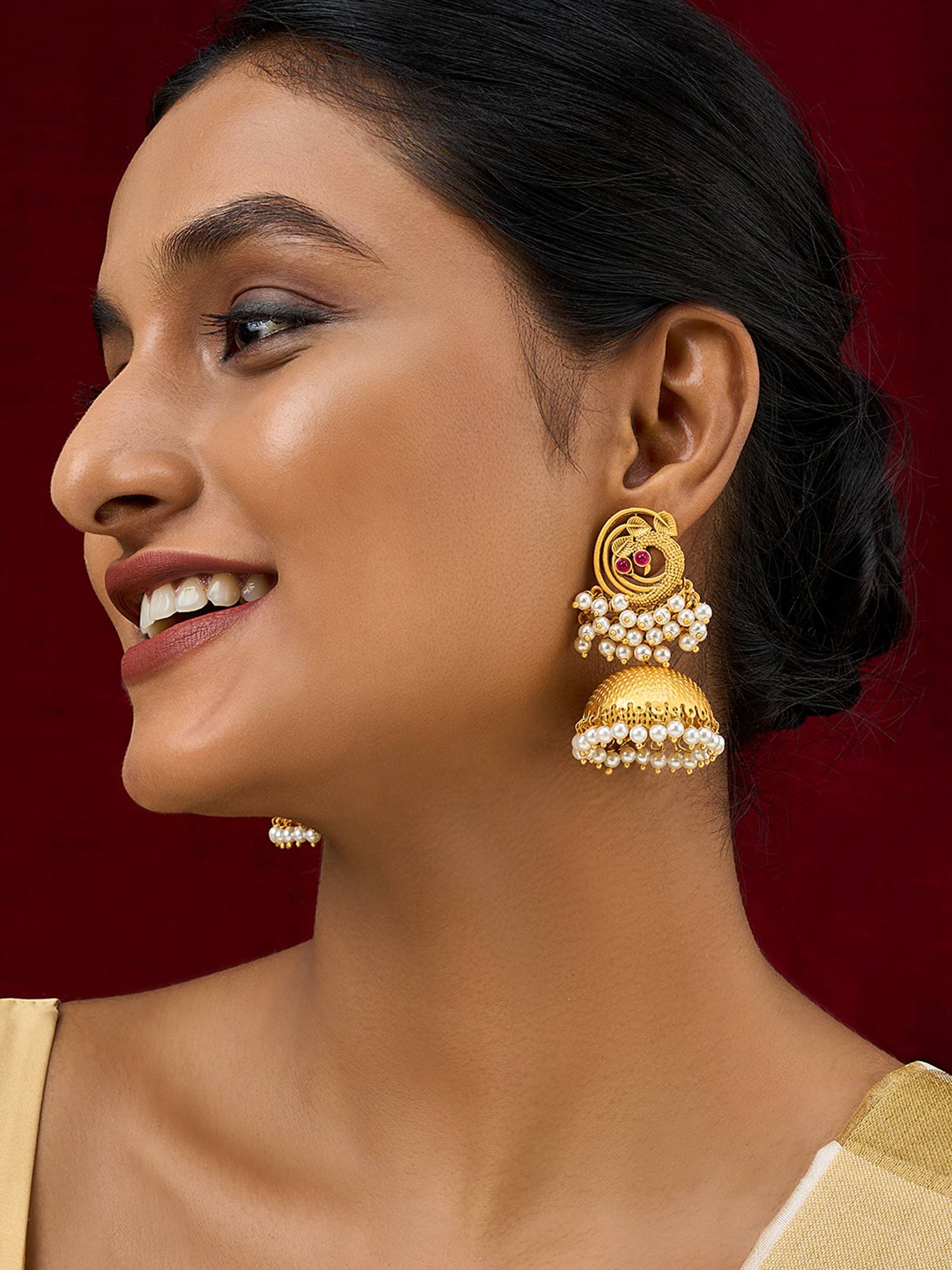 Teejh Neel Oxidised Peacock Earrings