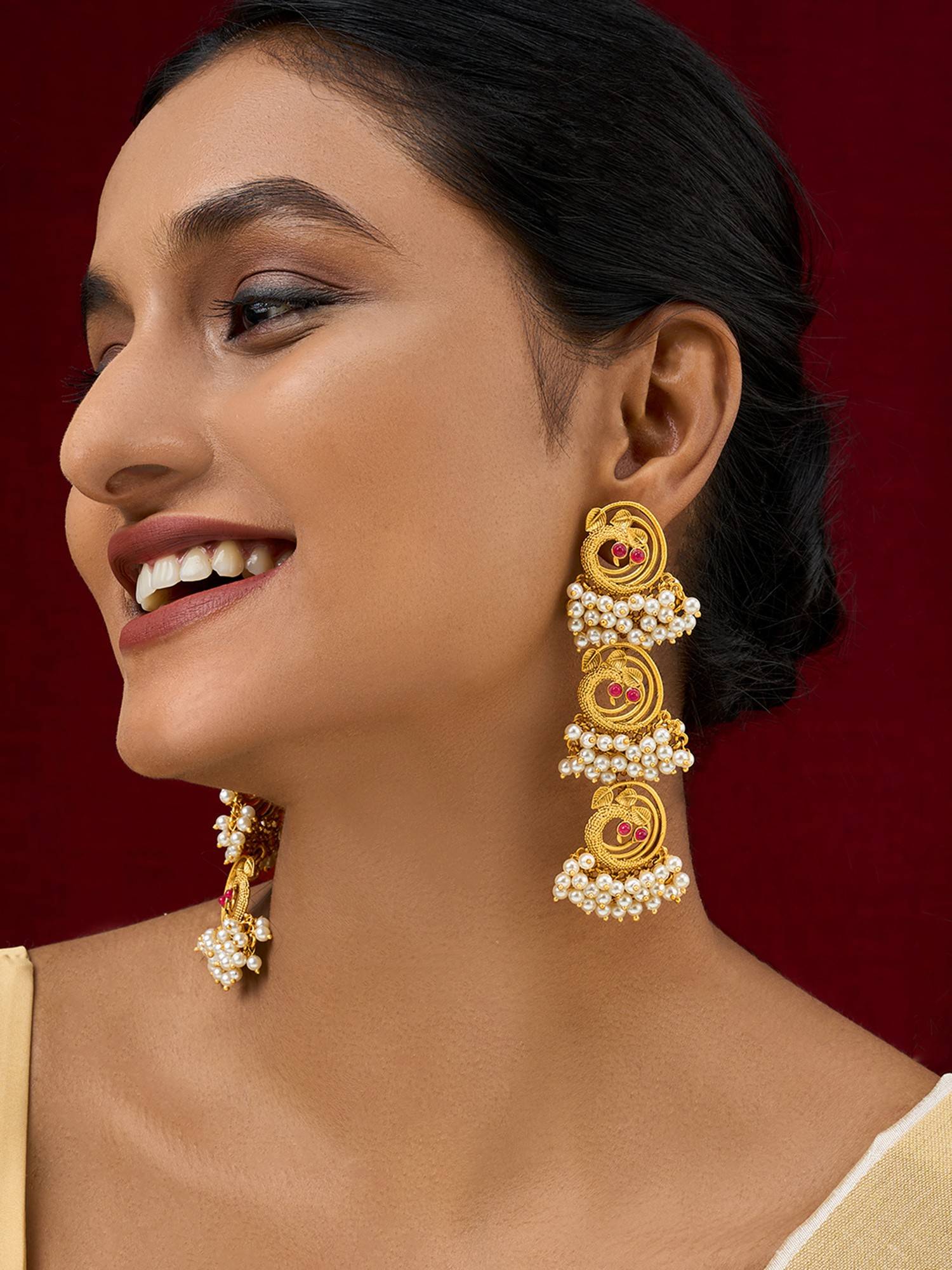 Teejh Neel Raag Oxidised Peacock Dangler Earrings