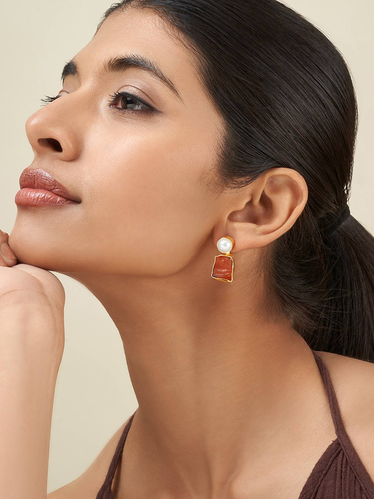 Teejh Liora Brown Natural Stone Earrings