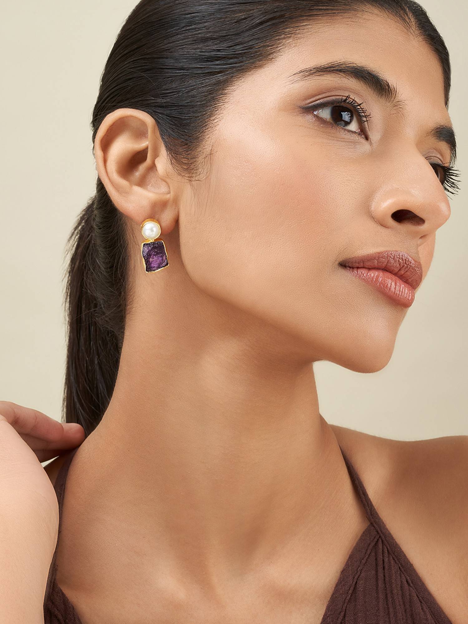 Teejh Liora Purple Natural Stone Earrings