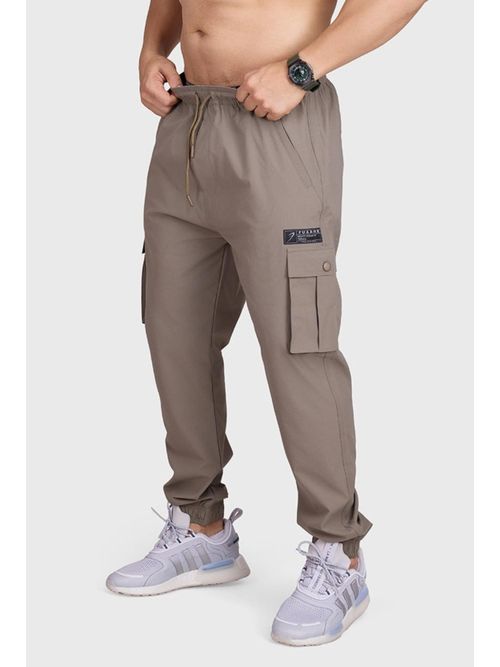 FUAARK Brown Script Regular Fit Sports and Gym Mens Cargo Joggers