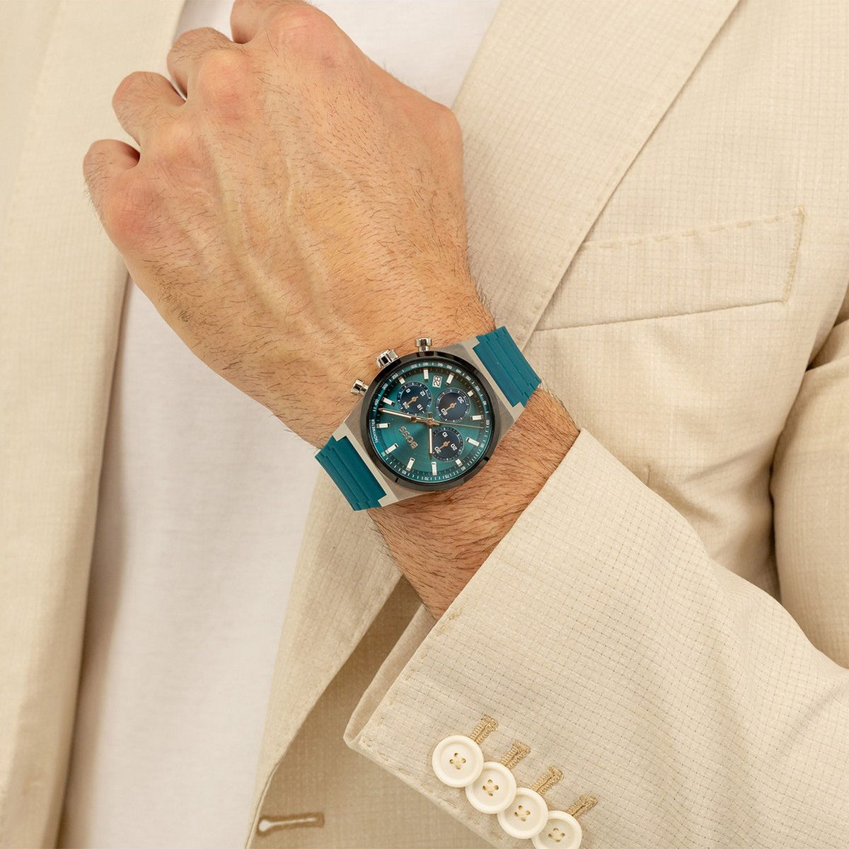 Buy Boss Men Candor Chrono Green Round Dial Analog Watch - 1514244