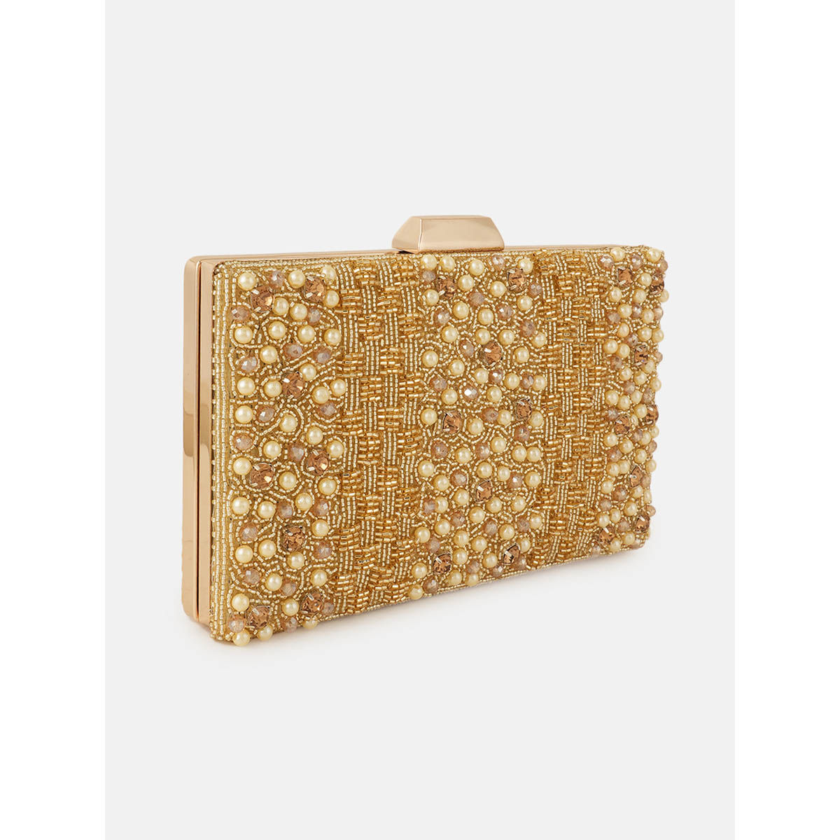 MOZAFIA Gold Embellished Handbag Clutch for Women