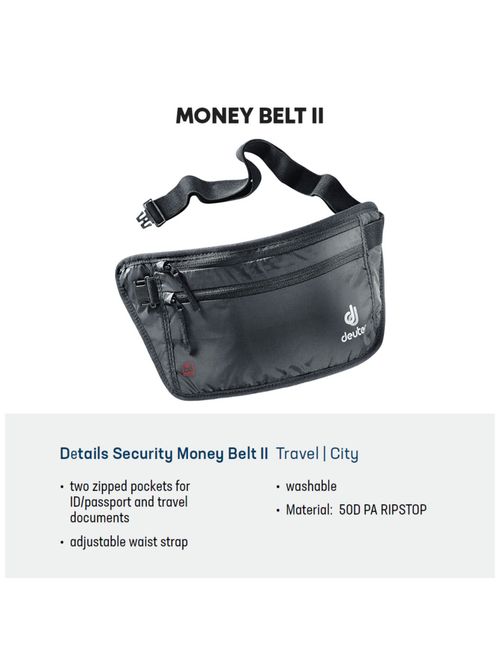 Deuter Unisex Black Security Money Belt Rfid Block (S)