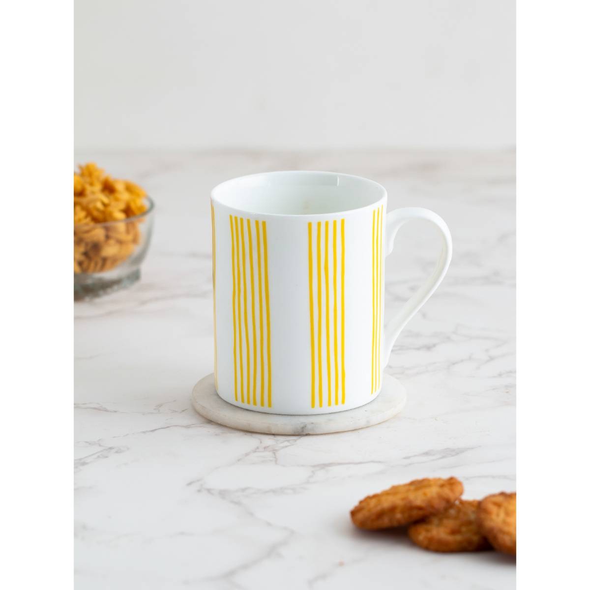 CLAY CRAFT Fine Ceramic Printed Milk, Coffee Mug - 1 Pc -350 Ml Each