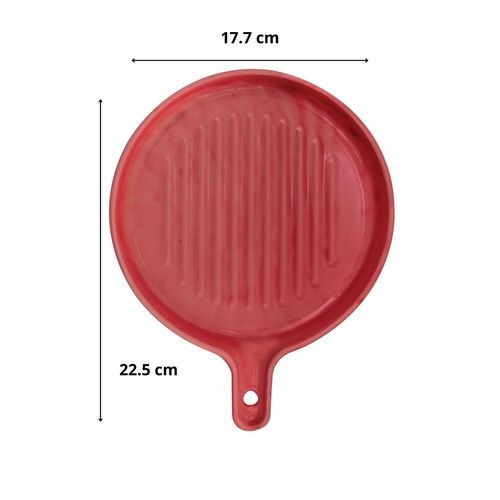 CLAY CRAFT Fine Ceramic Grill Plate For Serving Round Shape (Red)