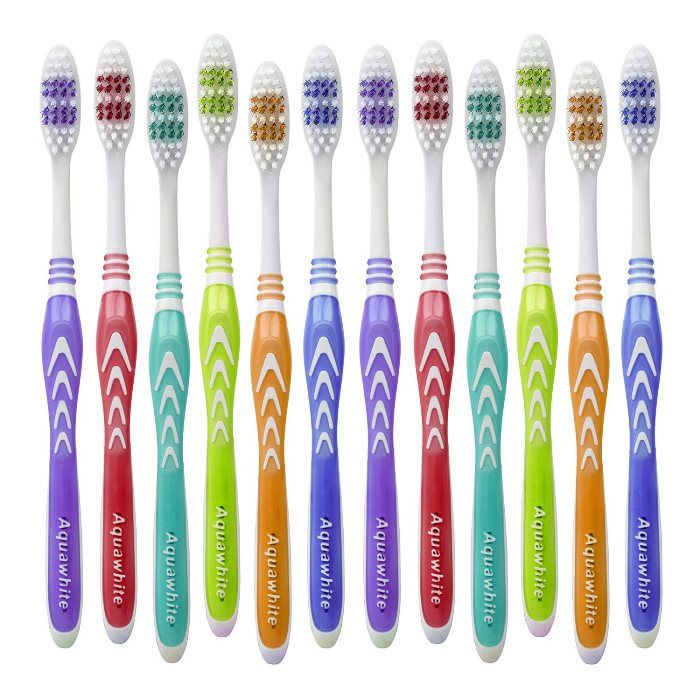 Aquawhite Popular Flexi Toothbrush - Medium Bristles (Pack of 12)