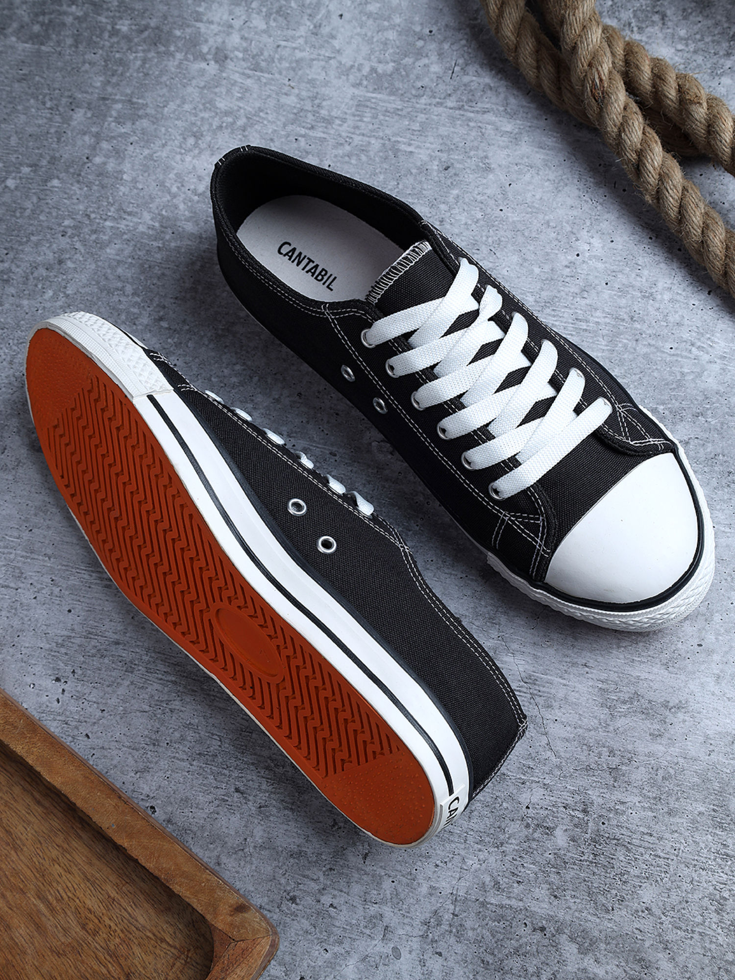 Buy Cantabil Men Black Solid Casual Sneakers Online