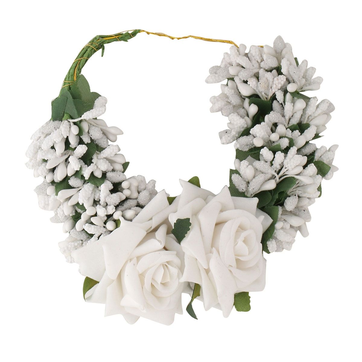 VIRAASI Hair Bun Accessory White and Green Floral Veni for Women and Girls Buy VIRAASI Hair Bun