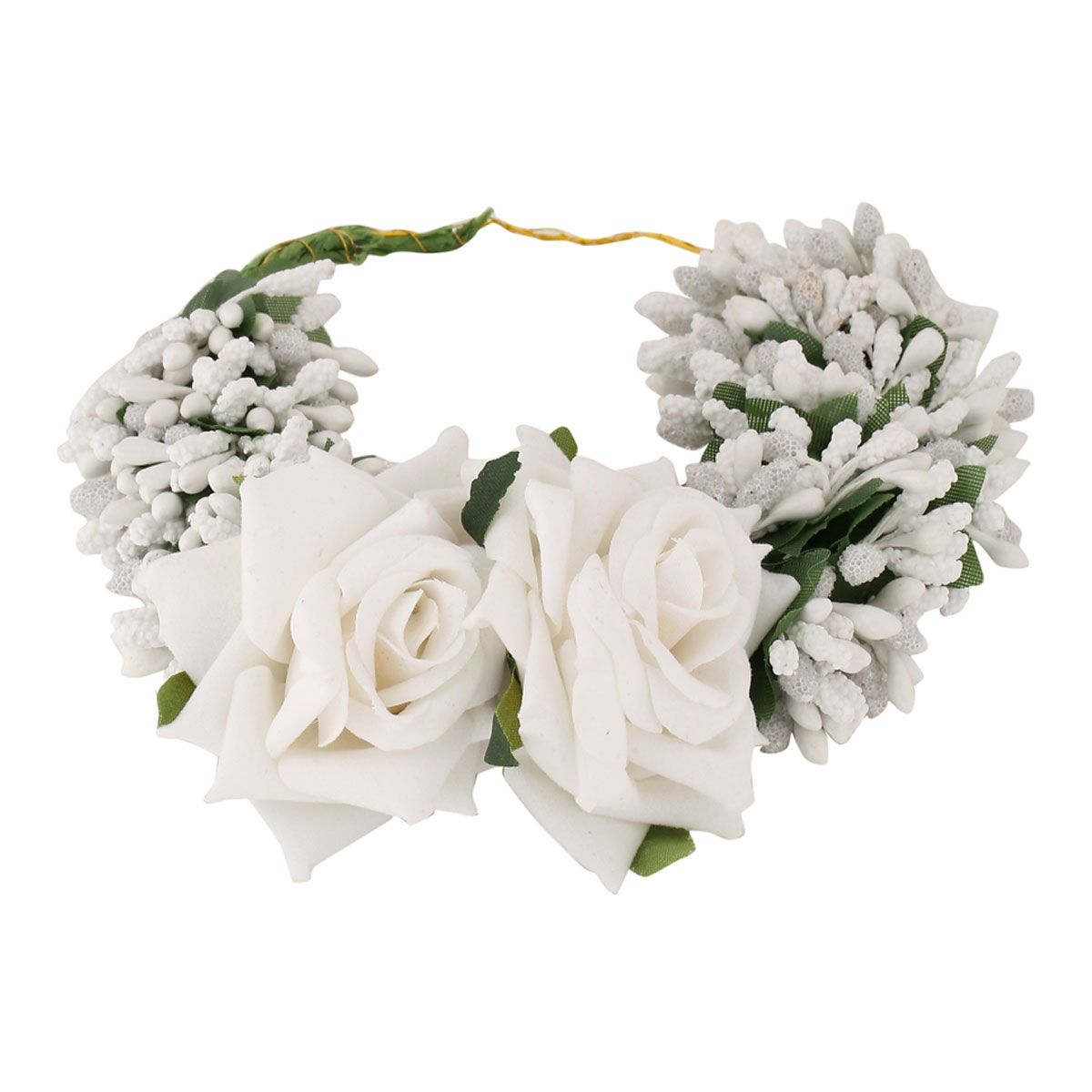 VIRAASI Hair Bun Accessory White and Green Floral Veni for Women and Girls Buy VIRAASI Hair Bun