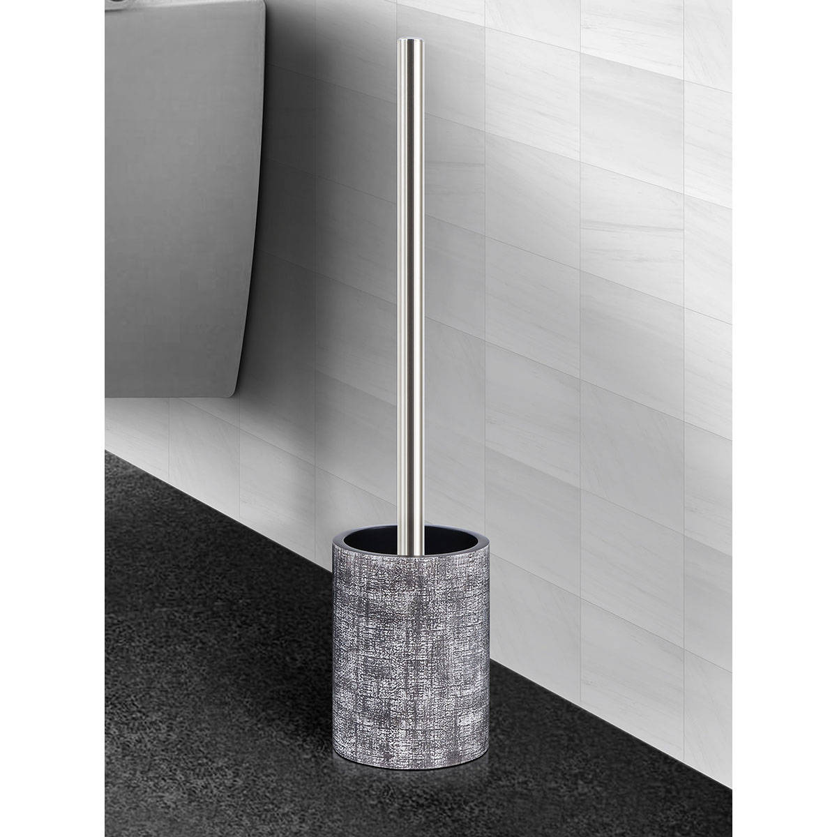 OBSESSIONS Freestanding Polyresin Toiletbrush with Holder, Charcoal