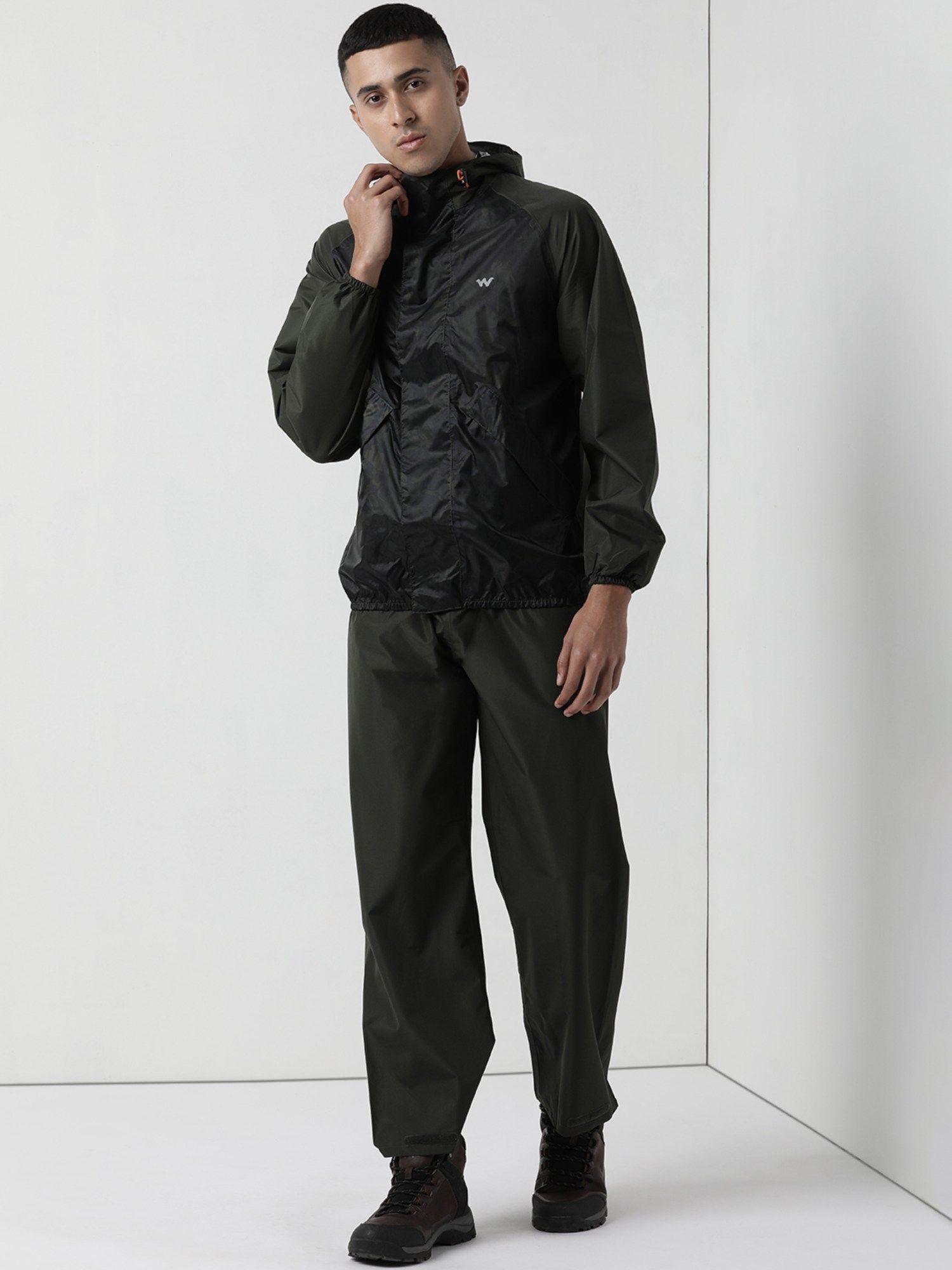 Buy Wildcraft Men Olive Polyester Graphic Print Rain Jacket with Pant Set of 2 Online