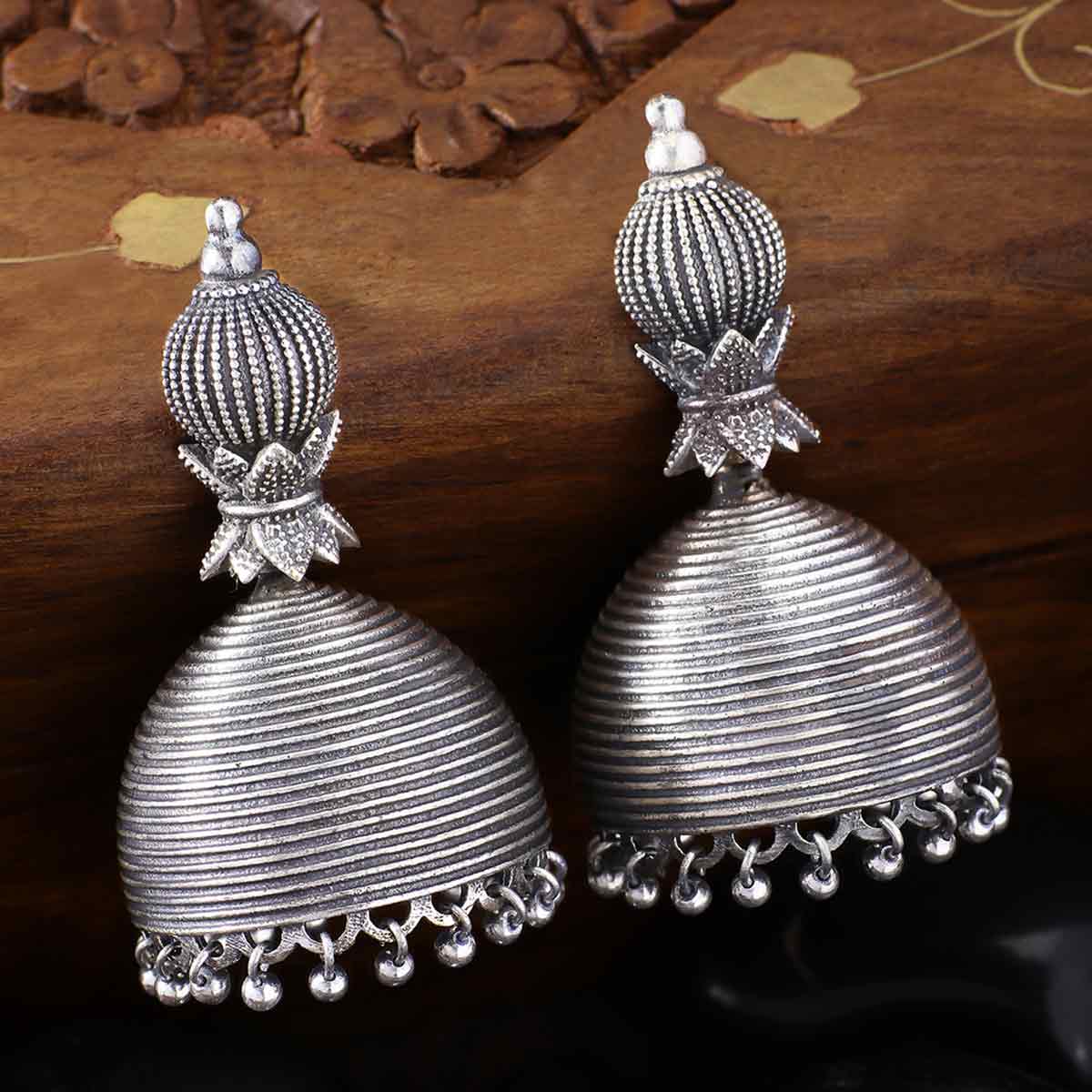 Round oxidised shop earring