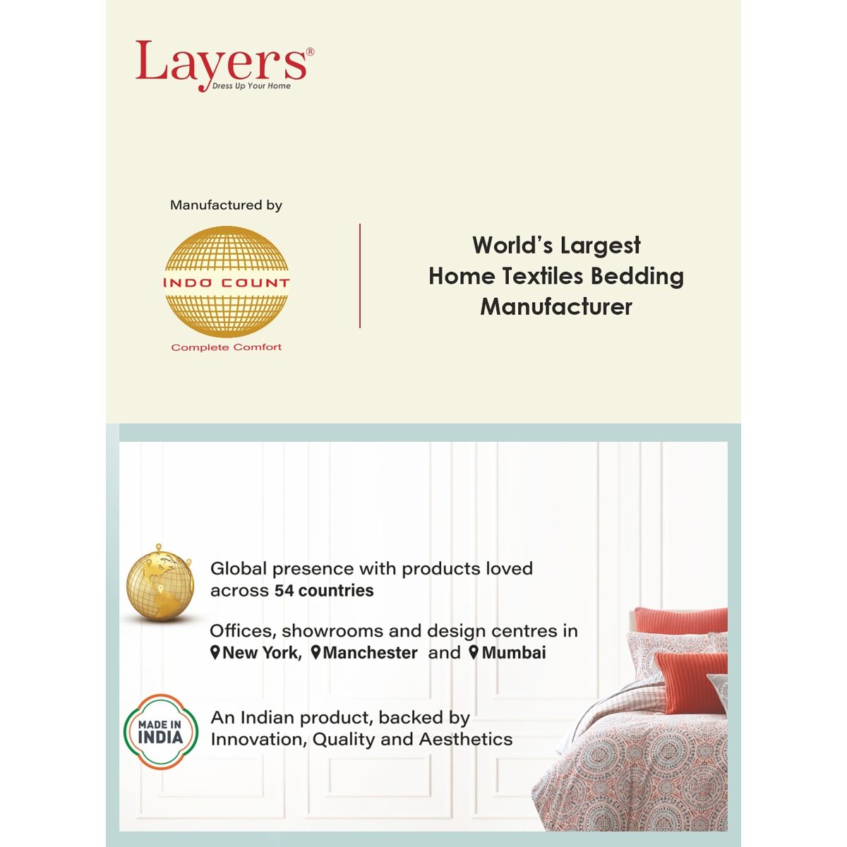 Buy Layers Lombardy 144 TC Double Bedsheet Blue Online