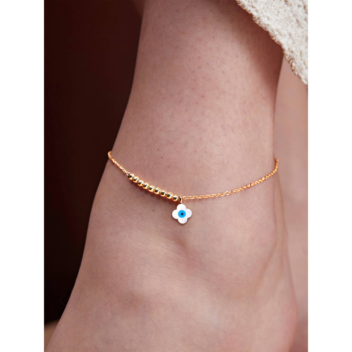 MINUTIAE Gold-Plated Motif Chain Anklet for Womens & Girls (M)