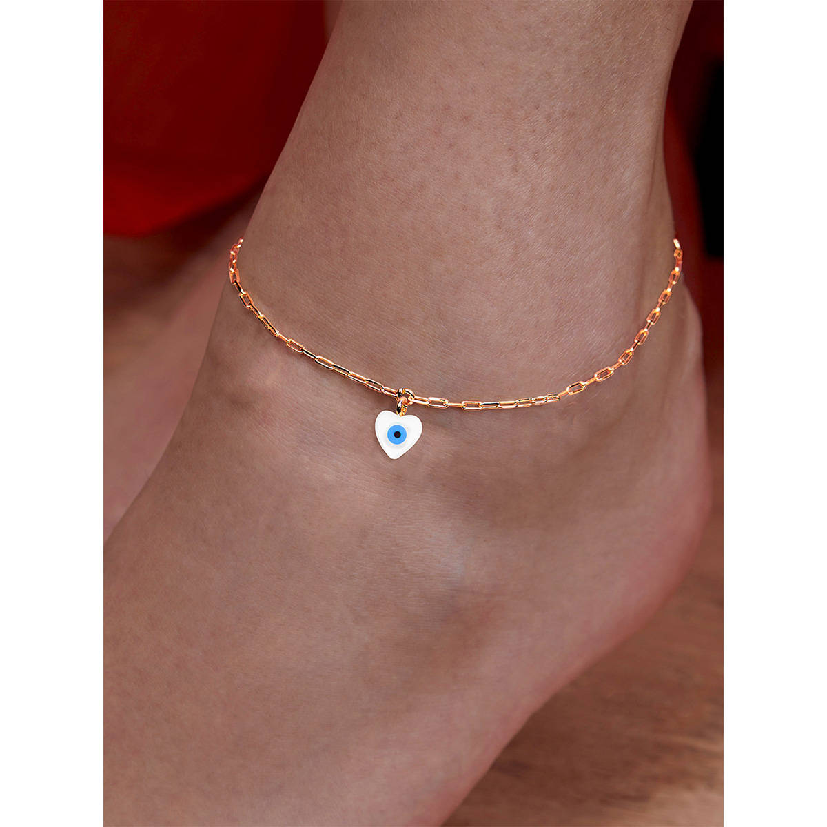 MINUTIAE Gold-Plated Motif Chain Anklet for Womens & Girls (M)