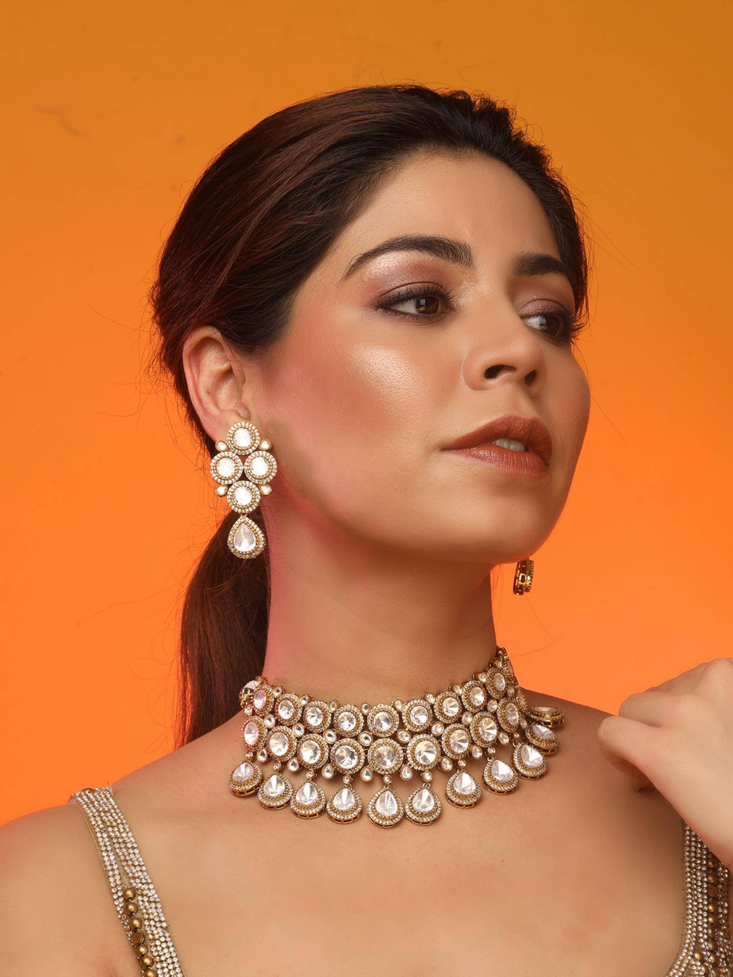 Auraa Trends Gold Plated Designer Bridal Jewellery With American Diamonds