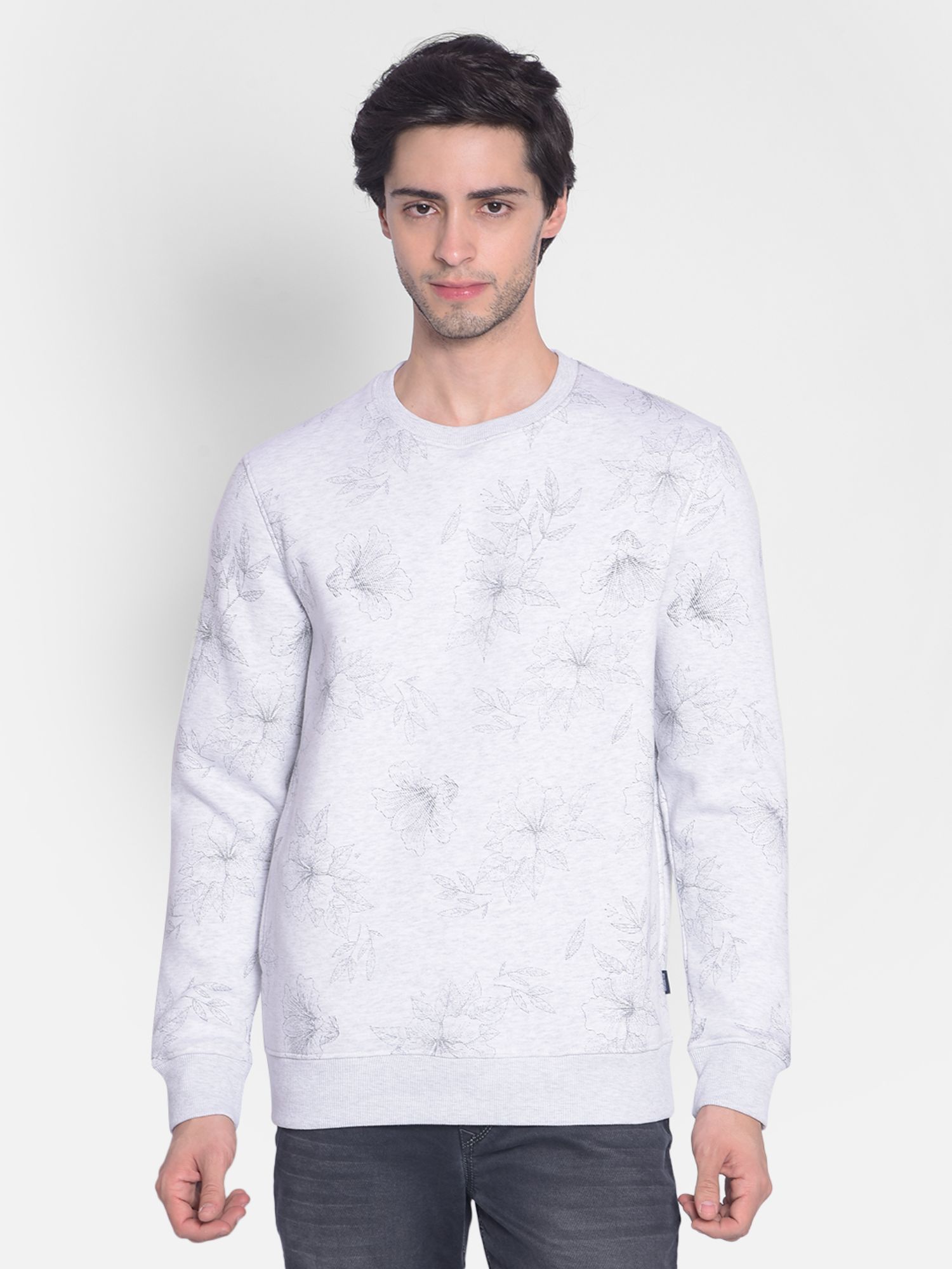 Grey floral sweatshirt deals