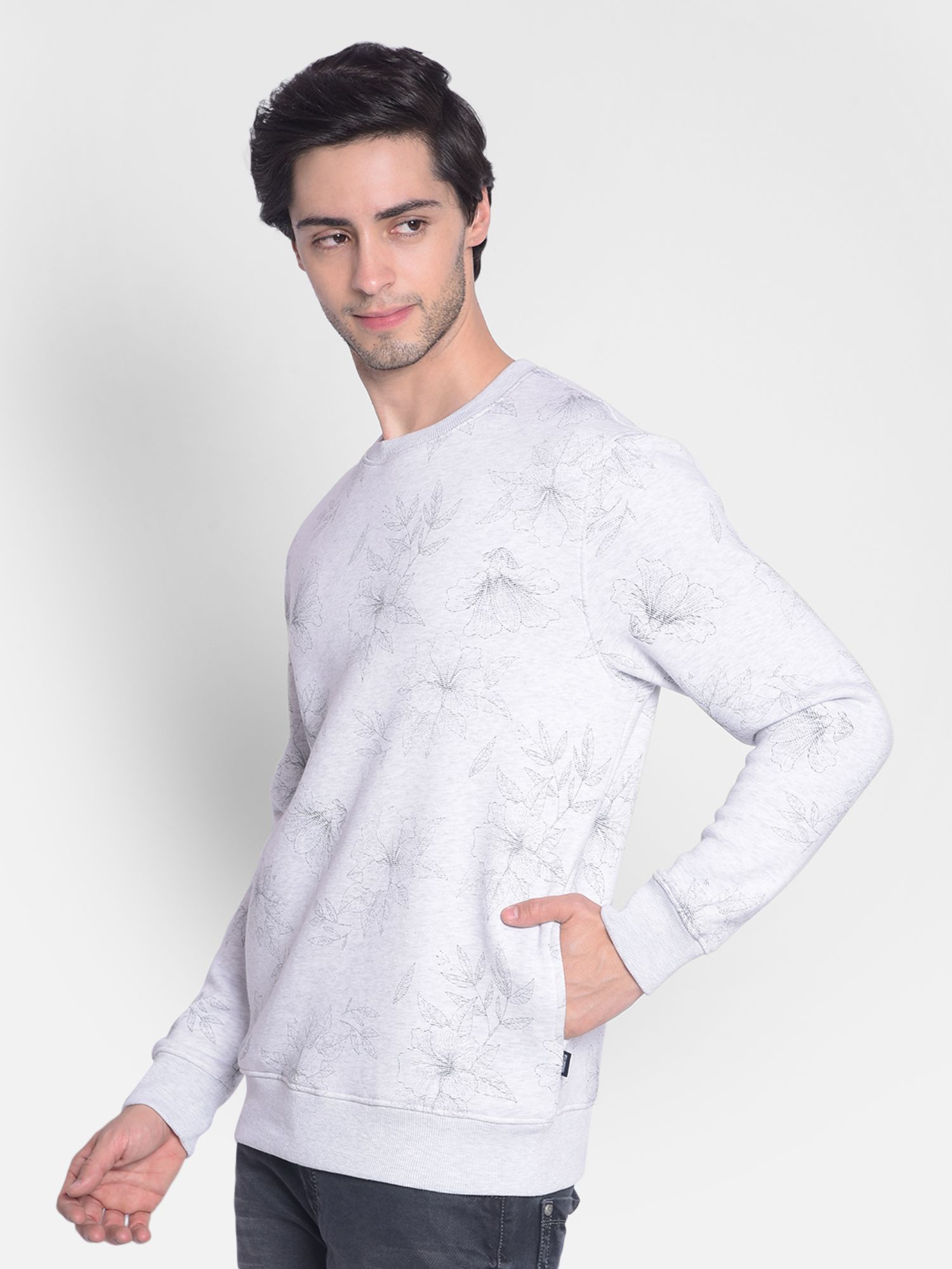 CRIMSOUNE CLUB Men s Grey Floral Sweatshirt