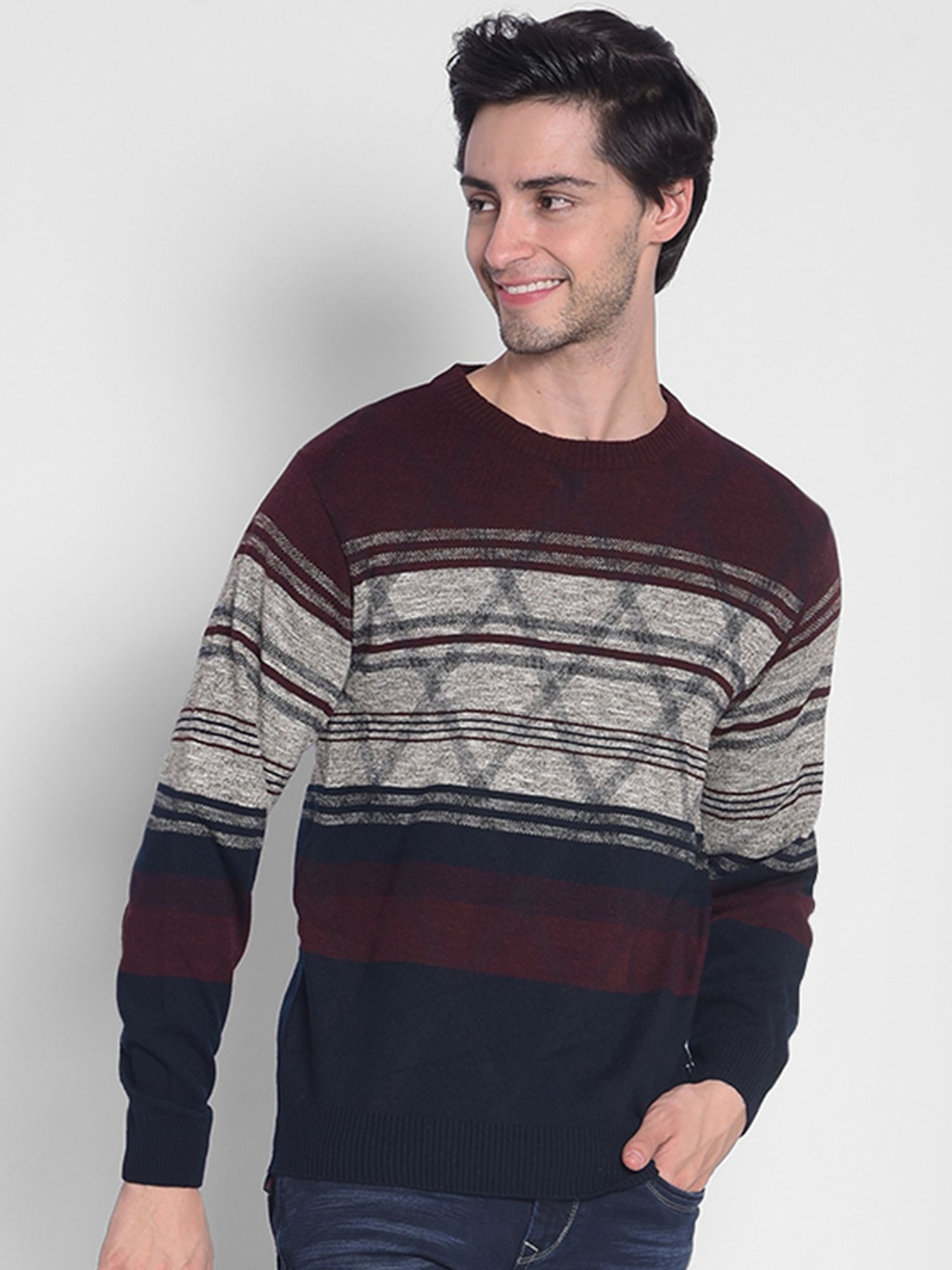 Maroon striped sweater outlet