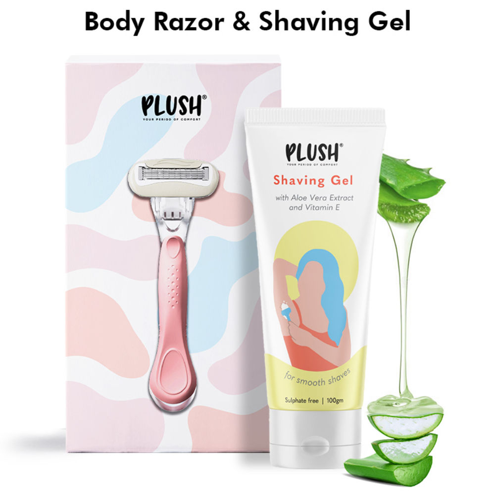 Plush 5 Blade Body Razor & All Natural Shaving Gel with Aloe Vera & Vitamin  E Extracts: Buy Plush 5 Blade Body Razor & All Natural Shaving Gel with  Aloe Vera &