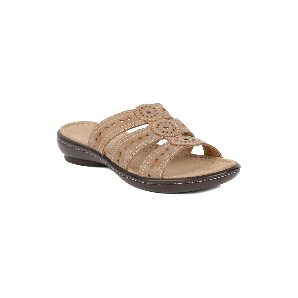 Hush Puppies Womens Lilly 2 Band Slide Sandal Amber BrownLeopard  Leather 11 Wide  Amazonin Shoes  Handbags