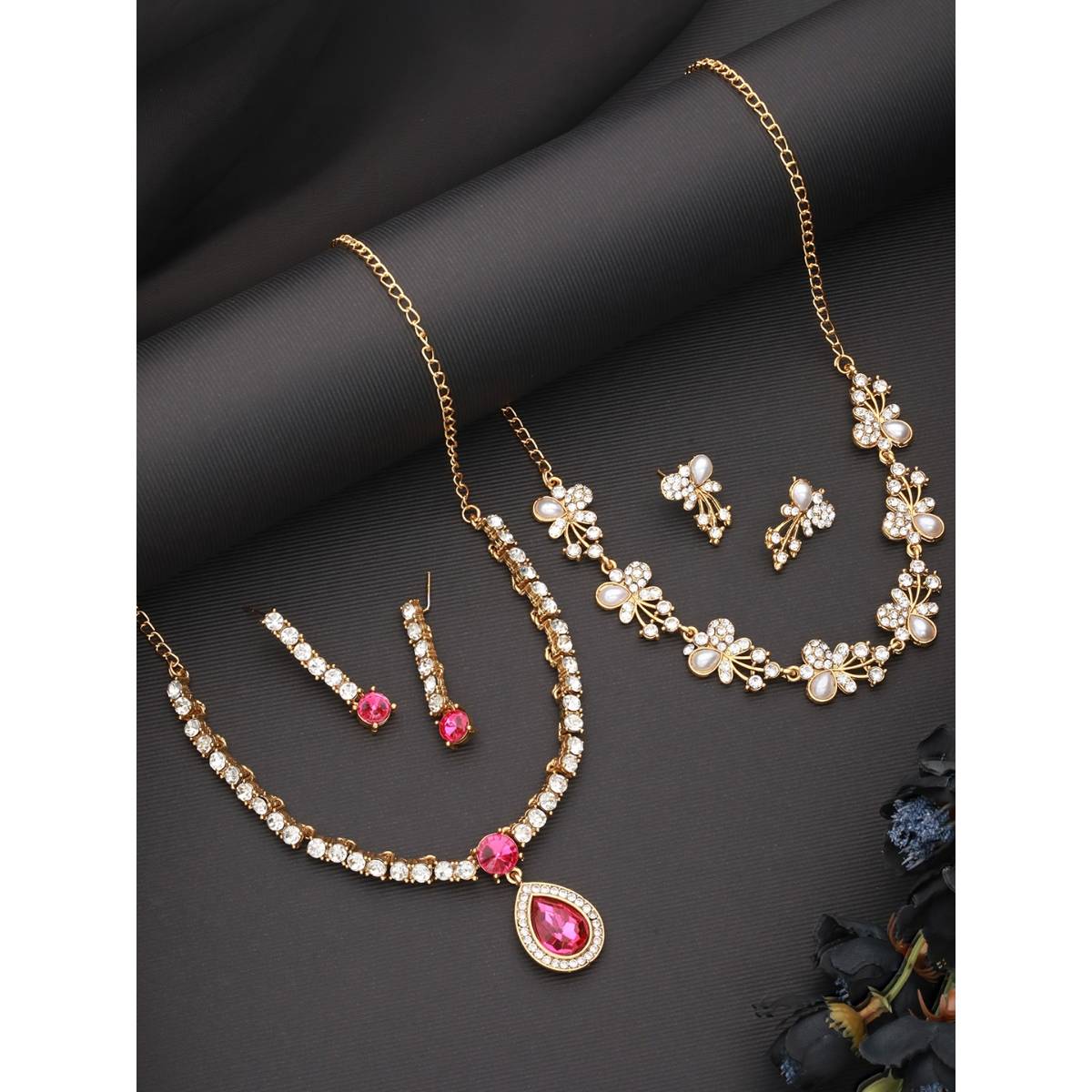 Aatmana Set of 2 Gold Plated & CZ Stone Studded Jewellery Set