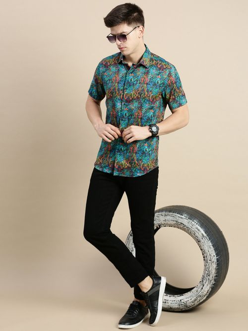 Buy SHOWOFF Men Spread Collar Multi-Color Slim Fit Abstract Printed Shirt  Online