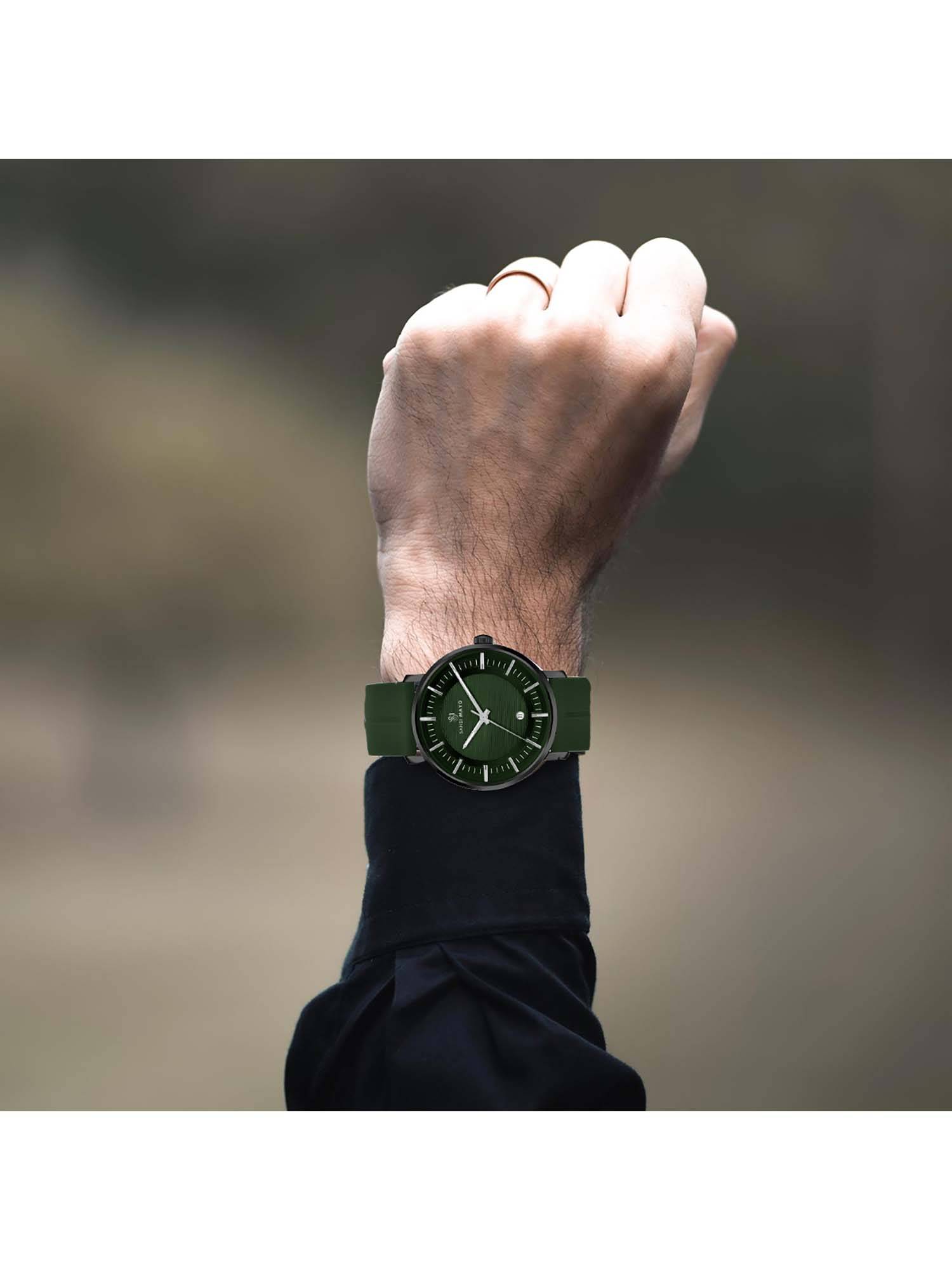 Sansi Mayo Green Silicone Strap Men Watch (Sm-M-173-Ge-B-Ge)