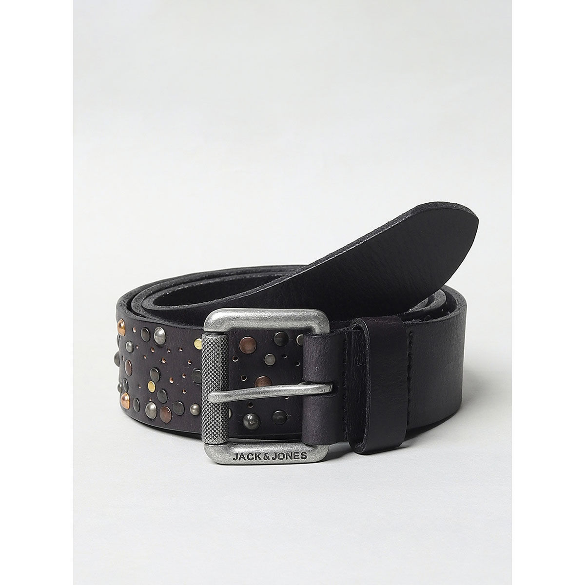 Jack & Jones Black Studded Leather Belt (95)