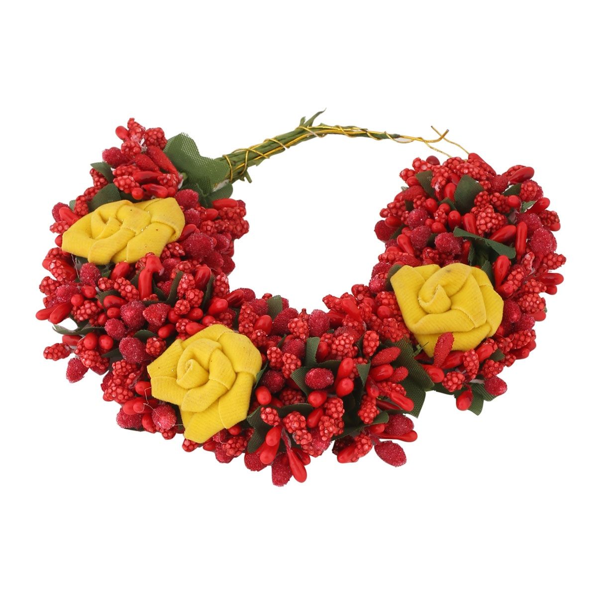 Buy VIRAASI Red and Yellow Flower Hair Bun Accessory Veni for Women and