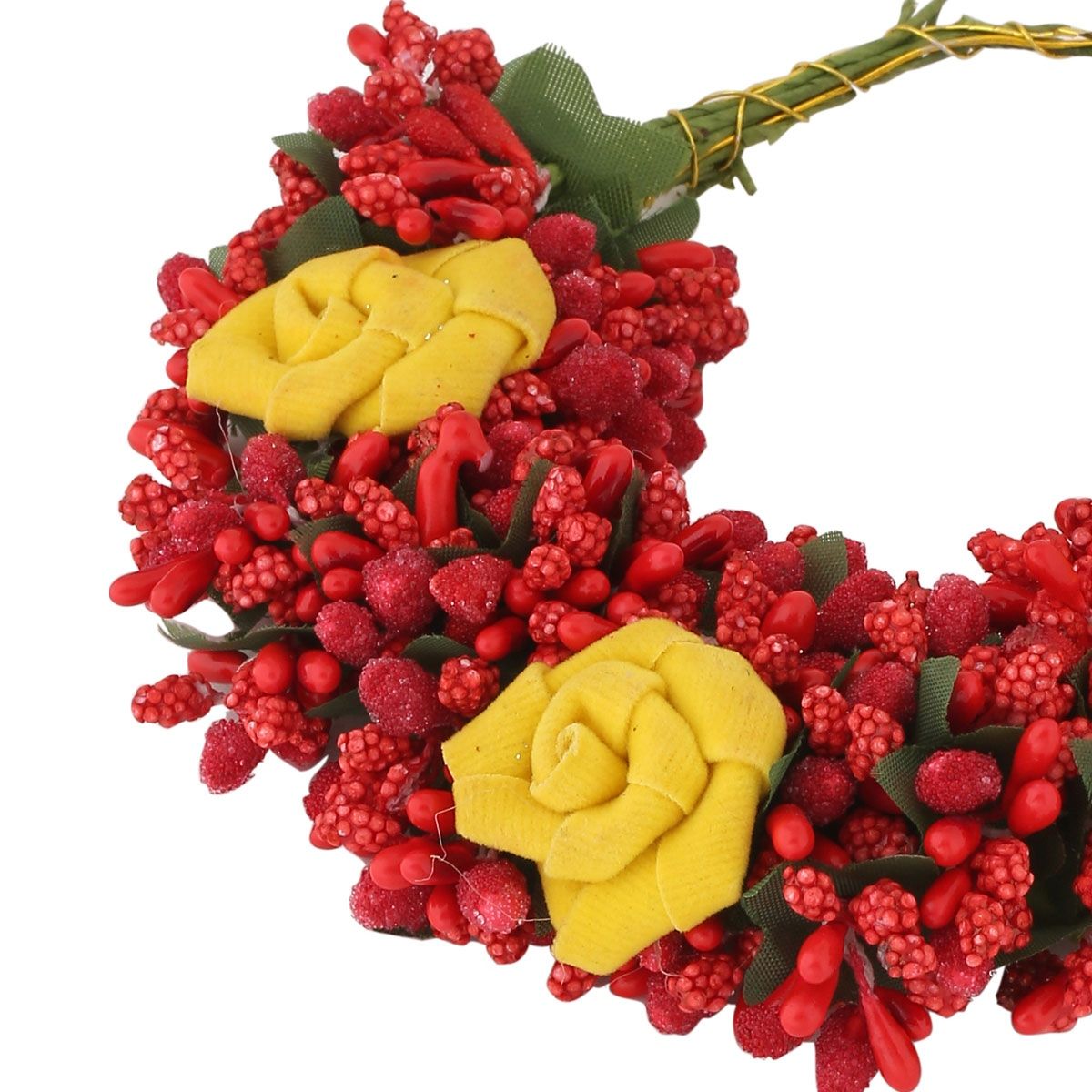 Buy VIRAASI Red and Yellow Flower Hair Bun Accessory Veni for Women and