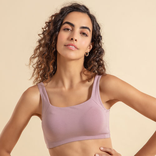 Nykd by Nykaa Trendy Square Neck Bra - Nyb158 Purple and Nude (Pack of 2)  (L)
