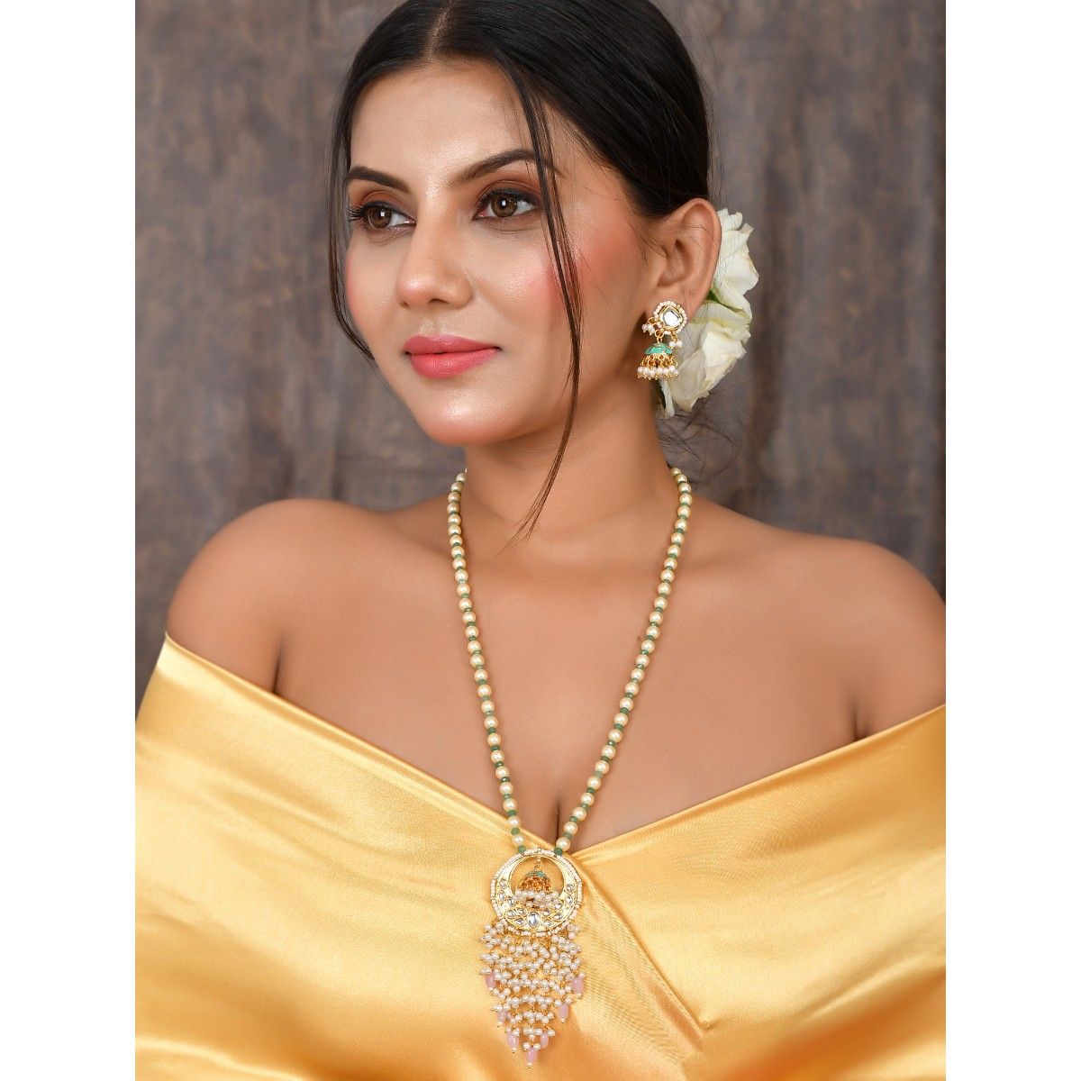 DASTOOR Womens Gold Plated Designer Necklace Set