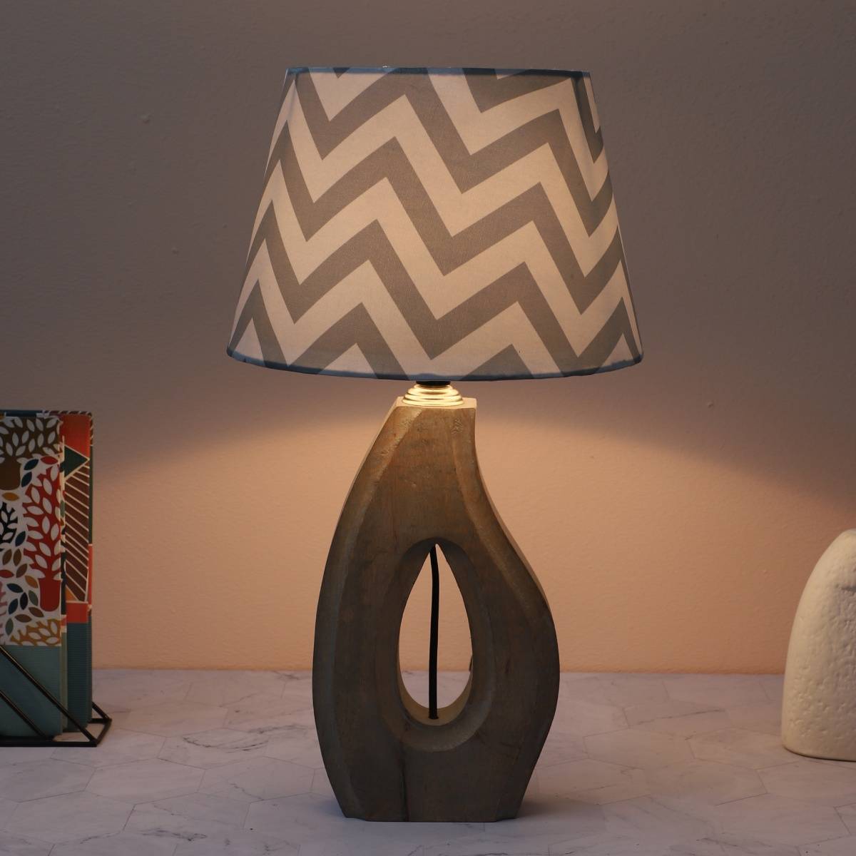 Tu Casa Multi-Color County Cottage Mangowood Table Lamp For Home Decoration