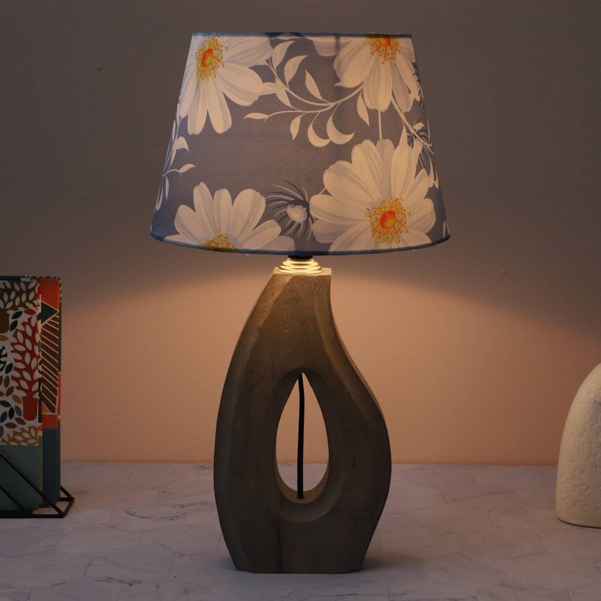 Tu Casa Blue County Cottage Mangowood Table Lamp For Home Decoration