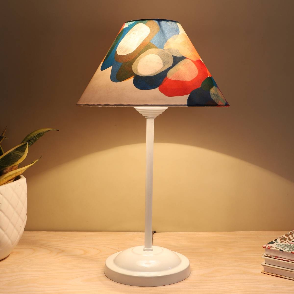 Tu Casa Multi-Color Radiant Aura White Metal Table Lamp For Home Decoration