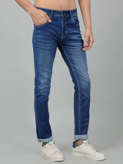 Buy Cantabil Men Light Blue Solid Stretchable Jeans Online